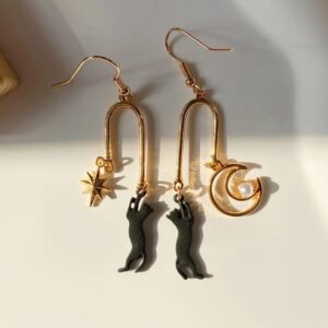 Aretes Gato  Y Luna