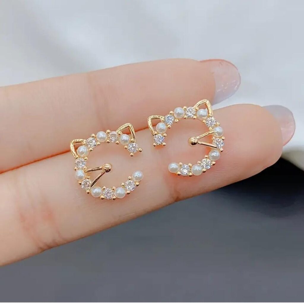 Aretes Cara De Gato Perla