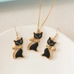 COLLAR  Y PENDIENTES GATOS