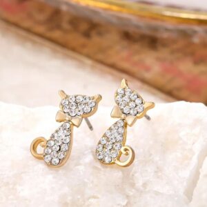 ARETES FIGURA DE GATO BRILLANTE