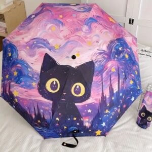 SOMBRILLA CON DISEÑO DE GATO LILA