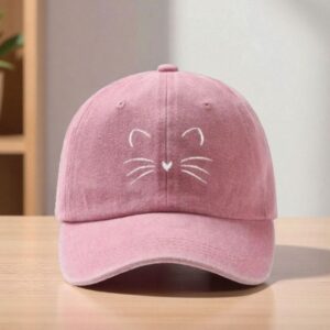 GORRA GATO BORDADO ROSADA