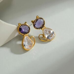 ARETES FIGURA DE GATO PEROLA