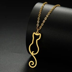 COLLAR SILUETA DE GATO DORADO