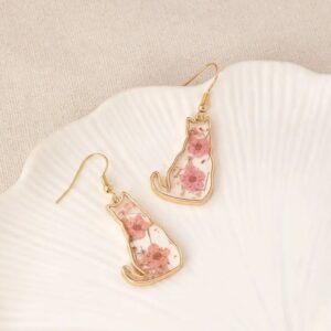 ARETES PENDIENTES FIGURA DE GATO VITRAL