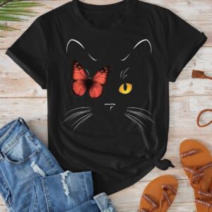 CAMISETA ALGODON GATO MARIPOSA