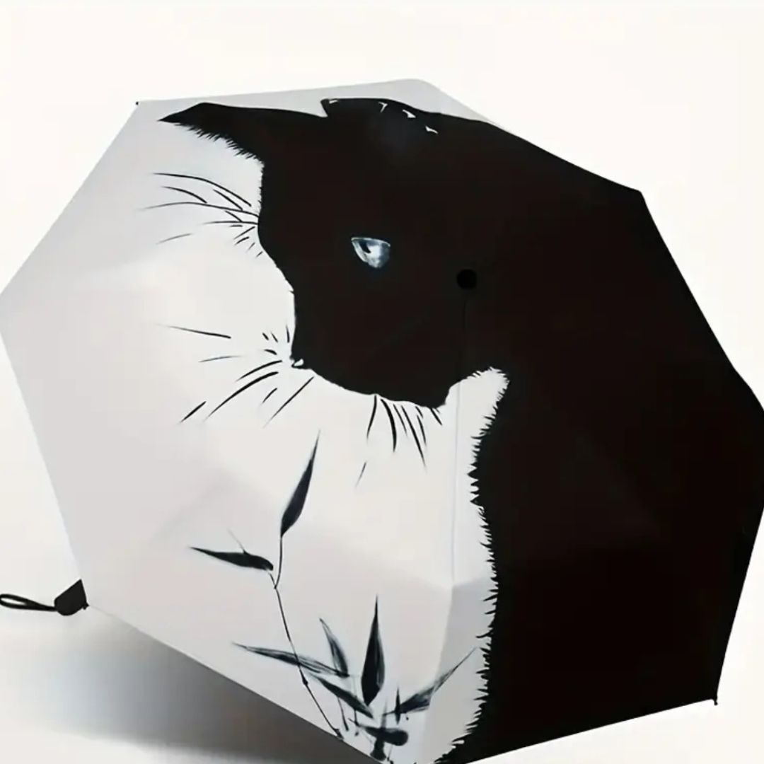 Sombrilla Con Diseño De Gato Negro