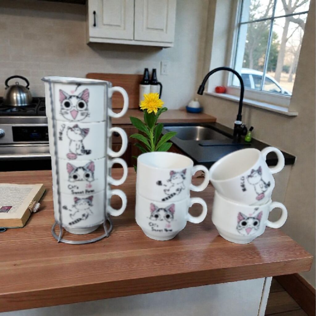 Kit Vasos Con Diseño De Gato