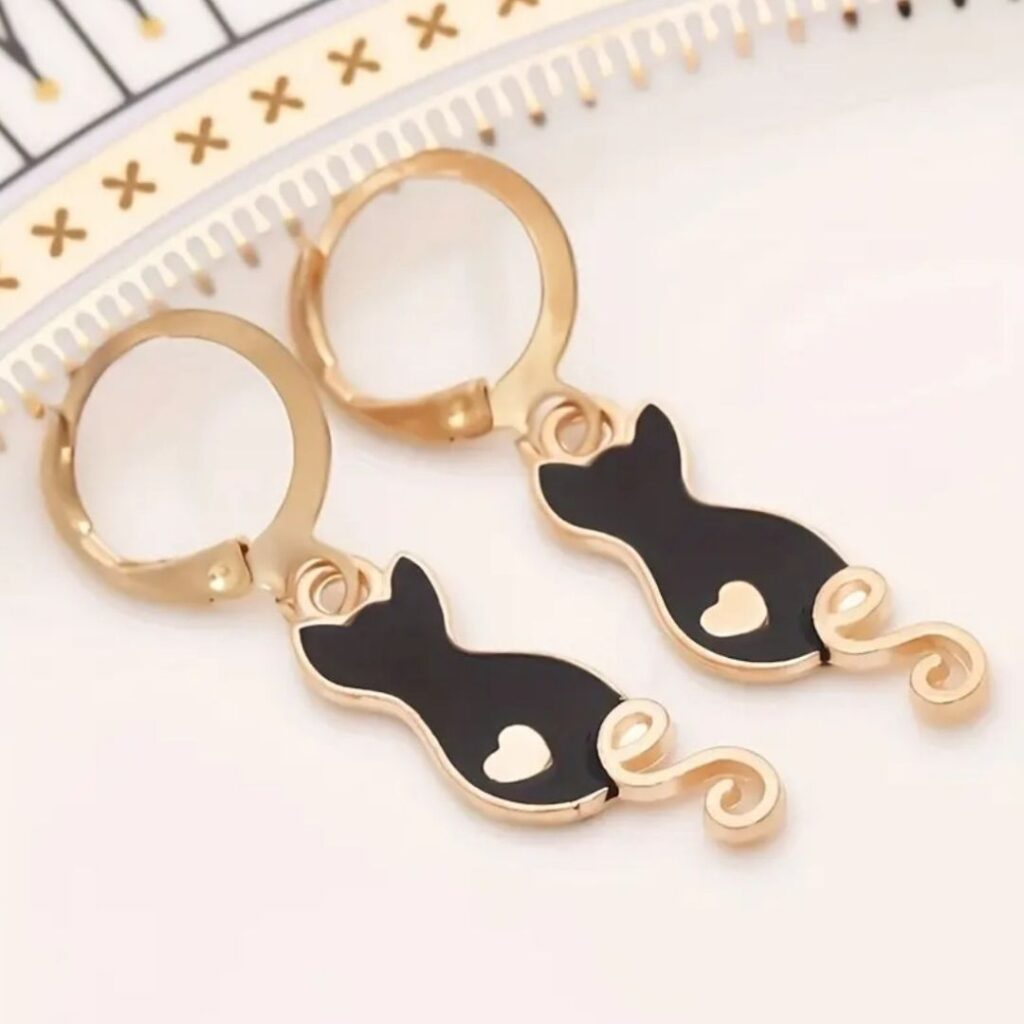Aretes Gato Silueta