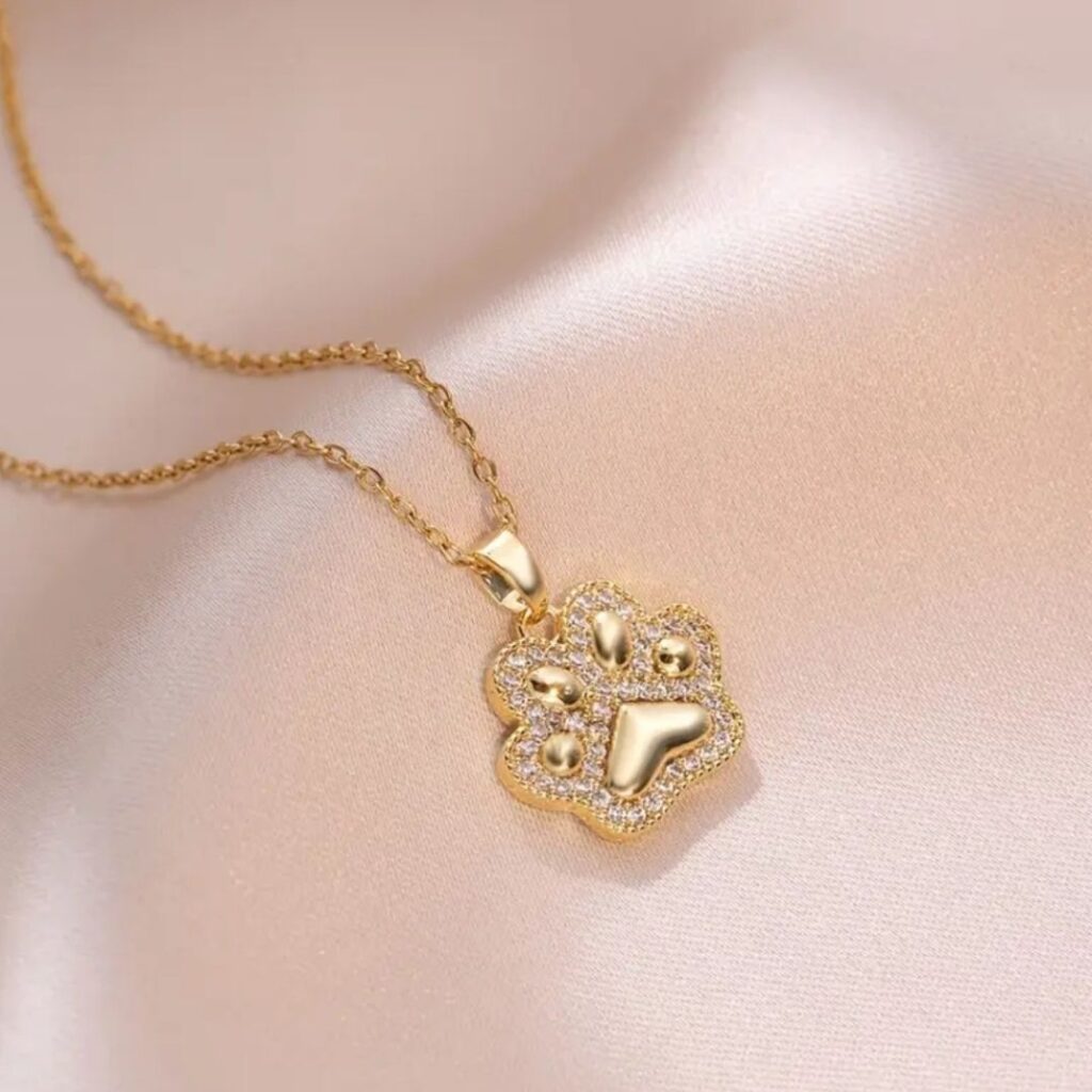 Collar  Huella De Gato Dorado