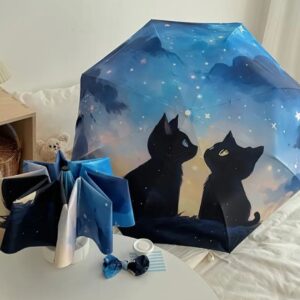 Sombrilla Con Diseño Dos Gatos Azul