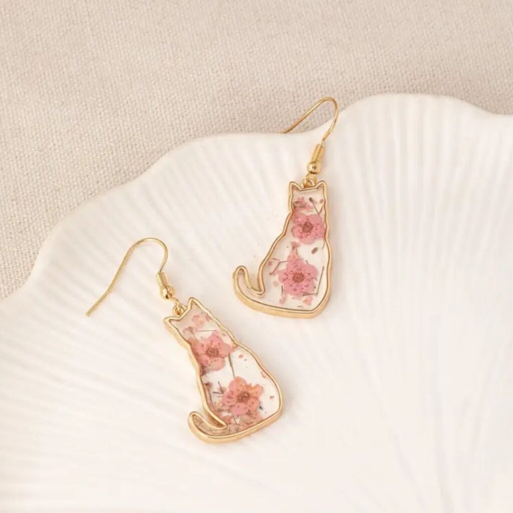 Aretes Pendientes Figura De Gato Vitral