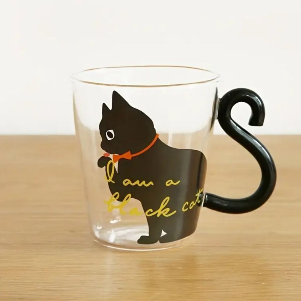 Vaso De Gato Negro En Vidrio