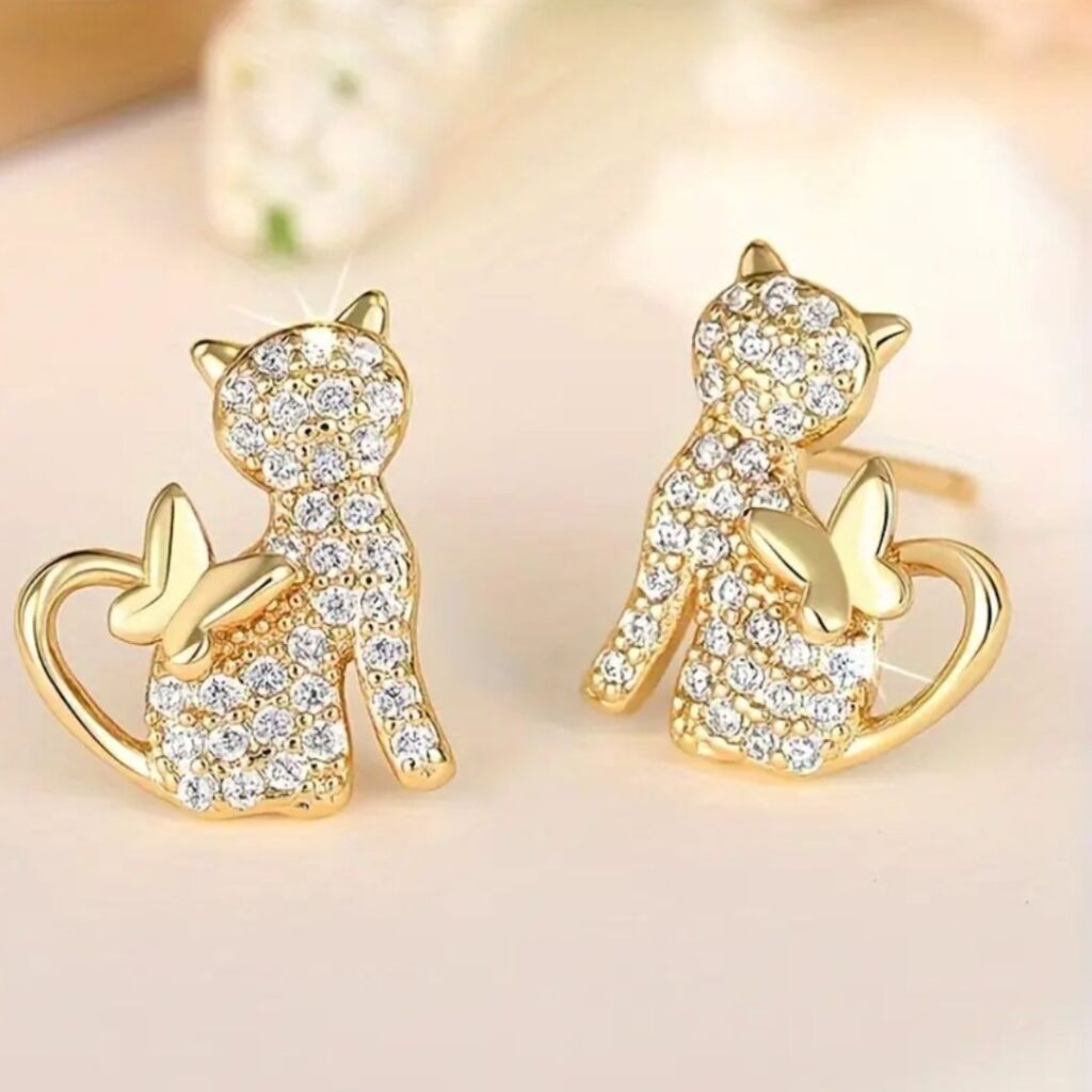 Aretes Gato Y Mariposa