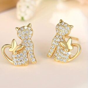 Aretes Gato Y Mariposa