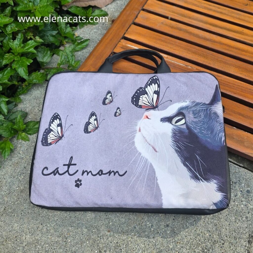 Bolso para portátil Elenacats diseño de gato resistente y acolchado hecho en Medellín