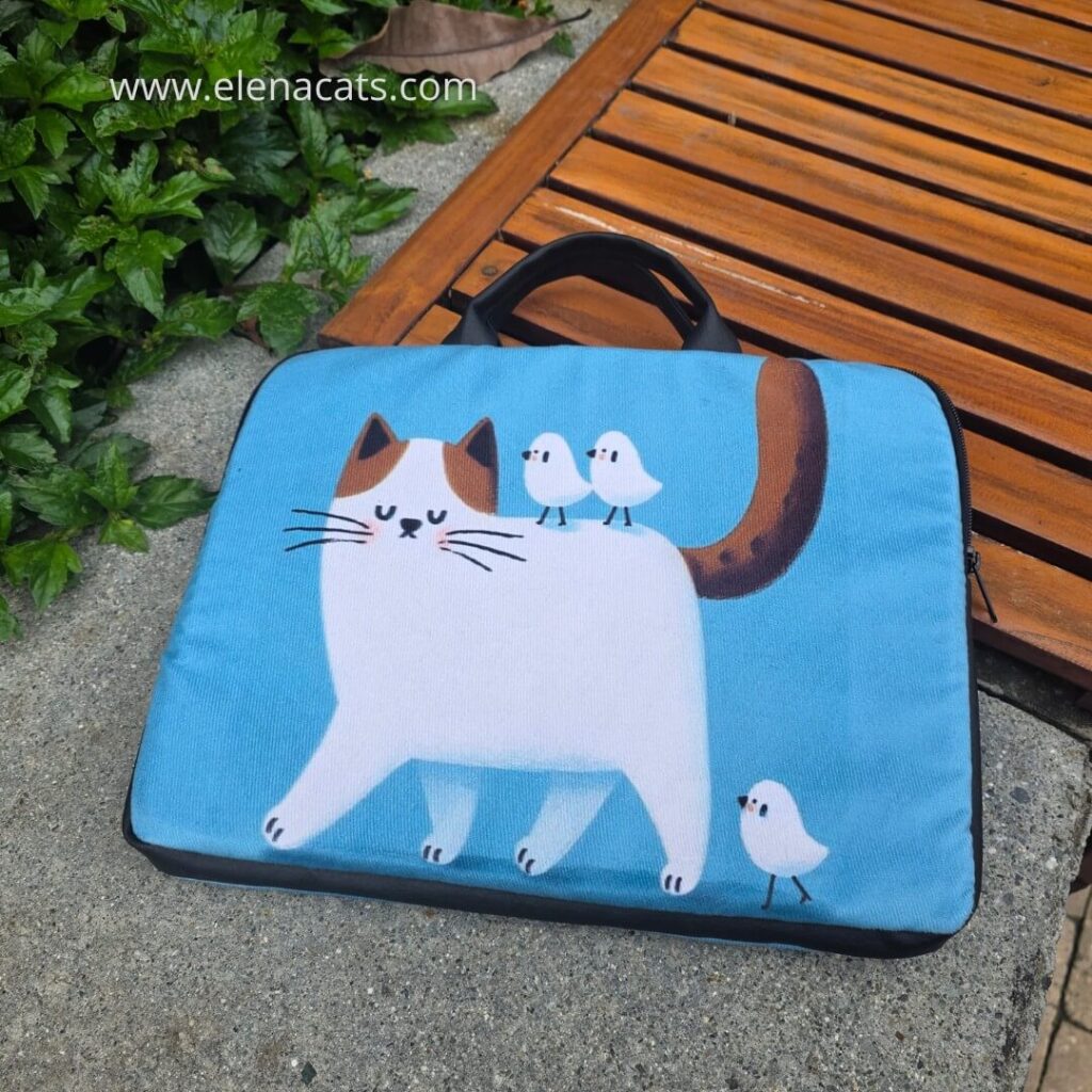 Bolso Para Portatil Gato Y Pajaros