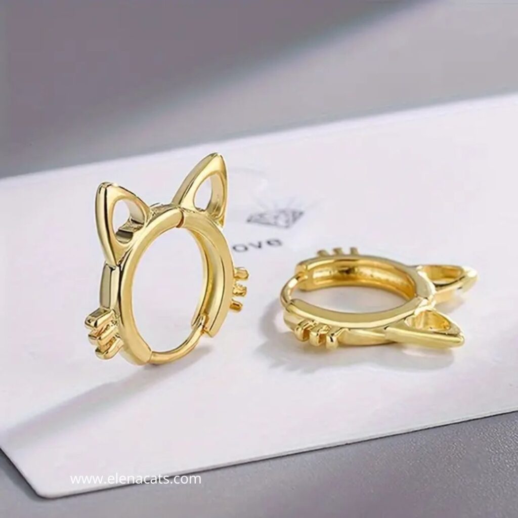 Aretes  Aro  Gato Dorado