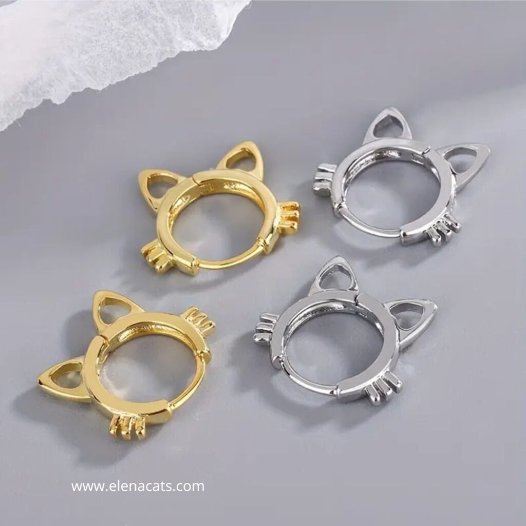 Aretes  Aro  Gato Plateado