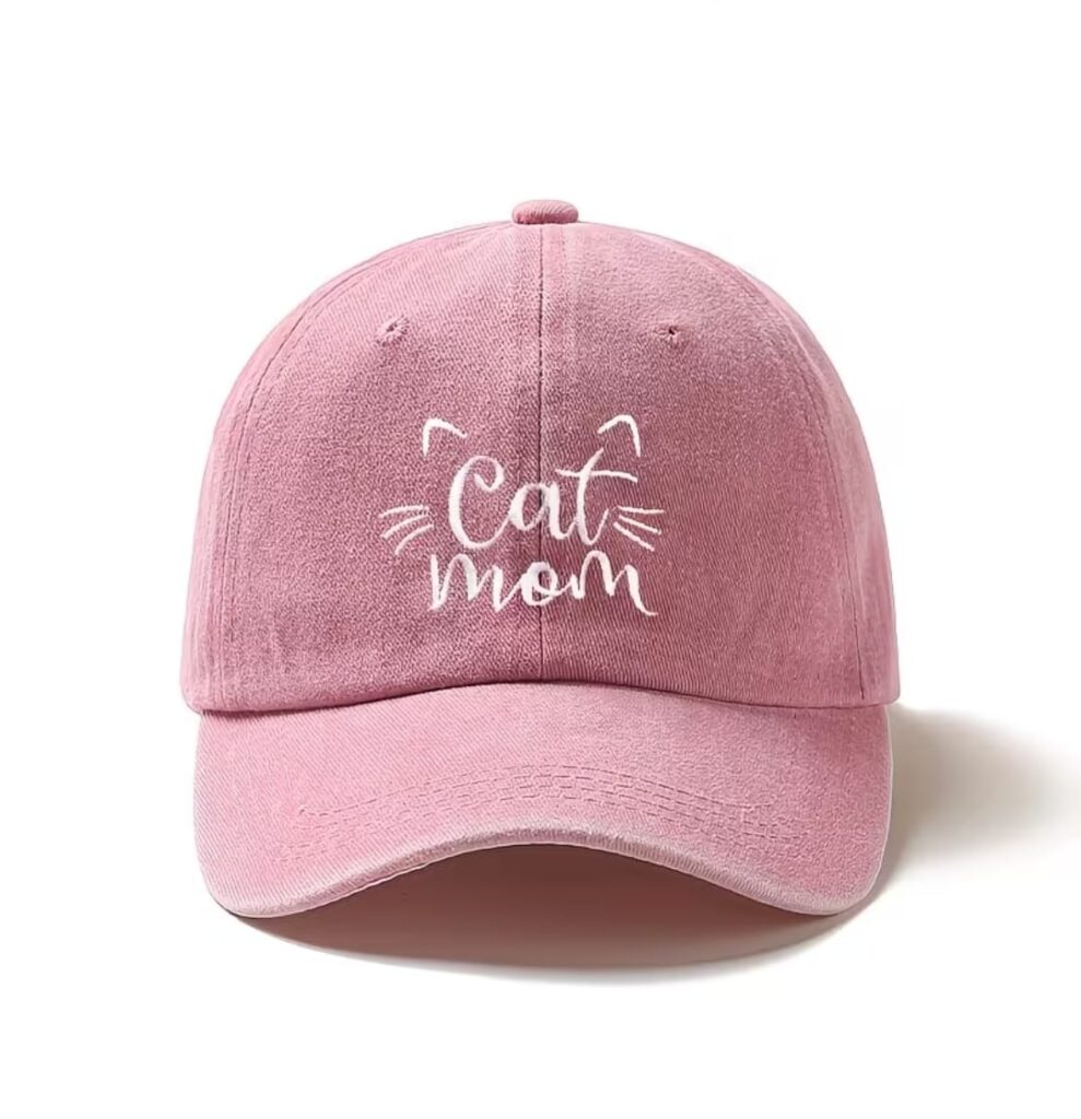 Gorra  De Gato -  catmon rosa - Bordada