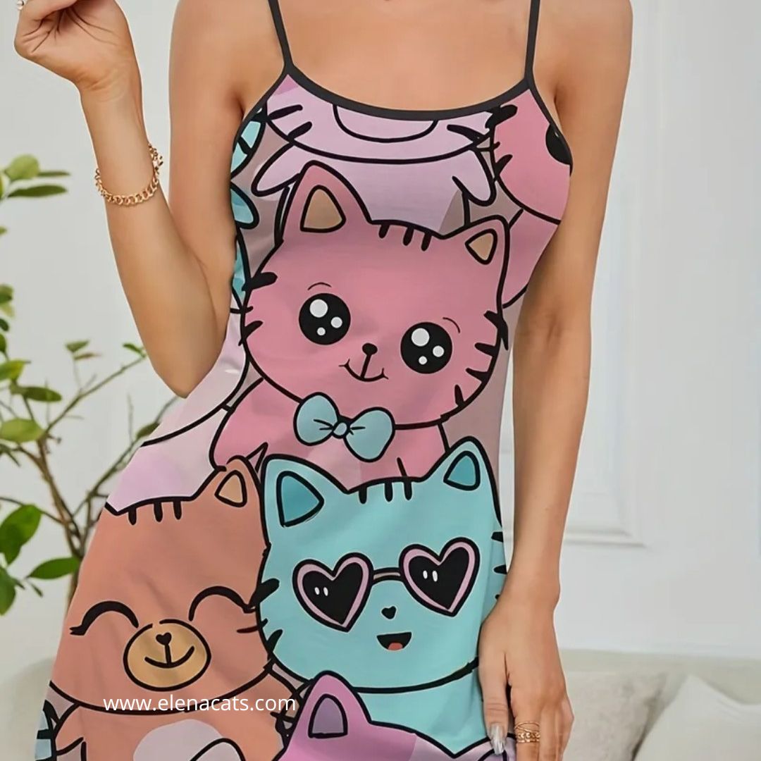 Pijama Vestido Con Gatos - Imagen 2