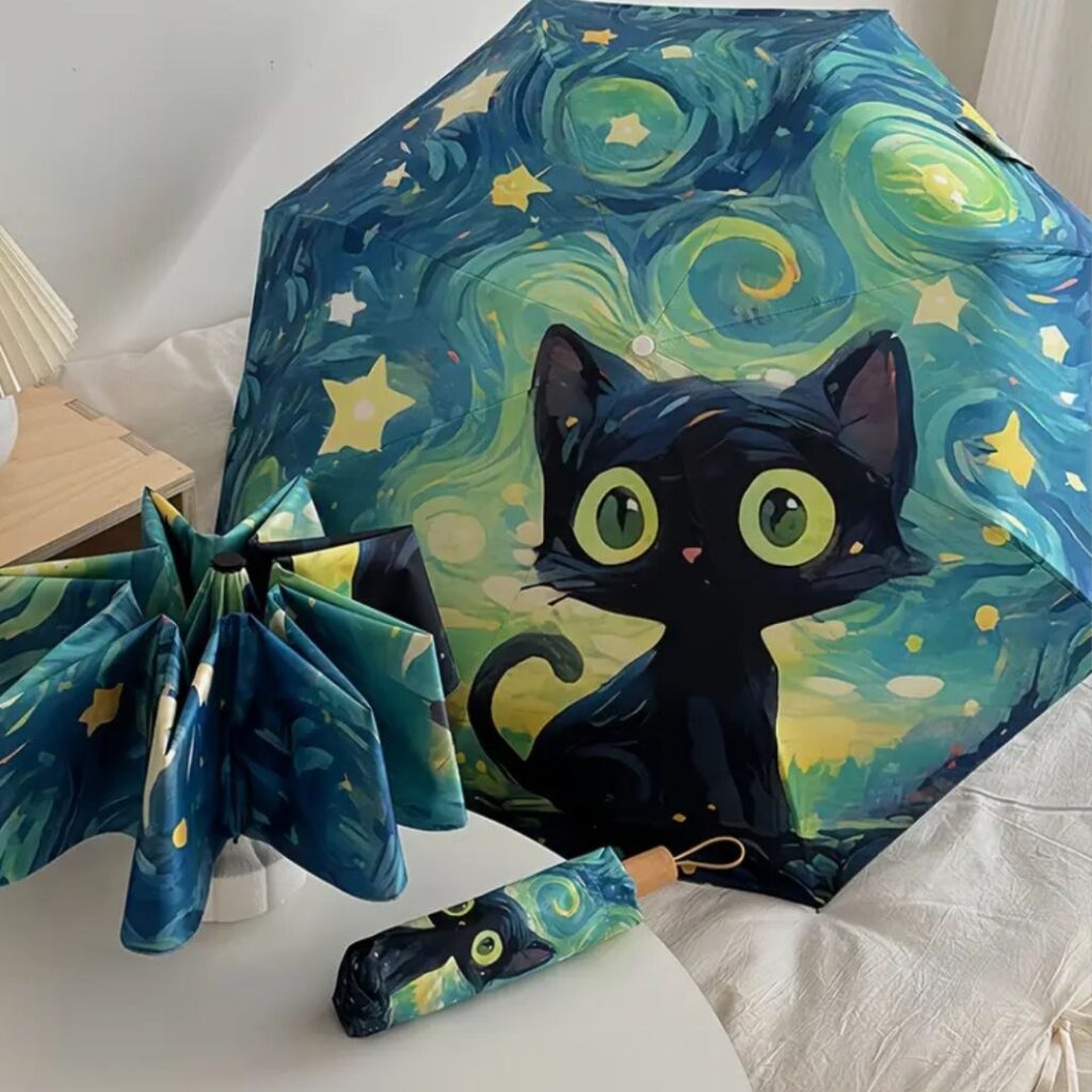 Sombrilla Con Diseño De Gato van Gogh