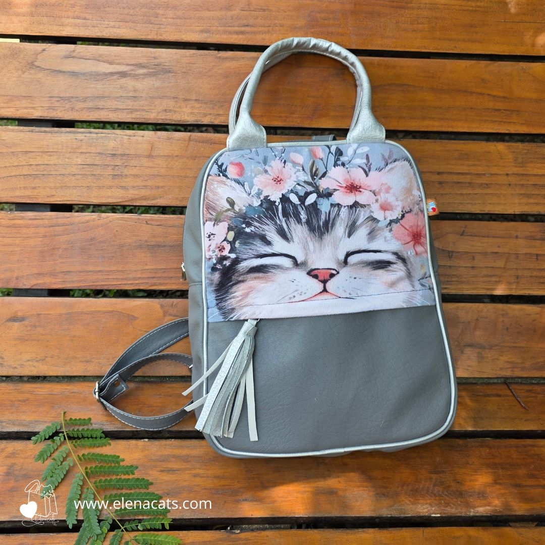 Bolso De Mano Gato Plateado - Imagen 2