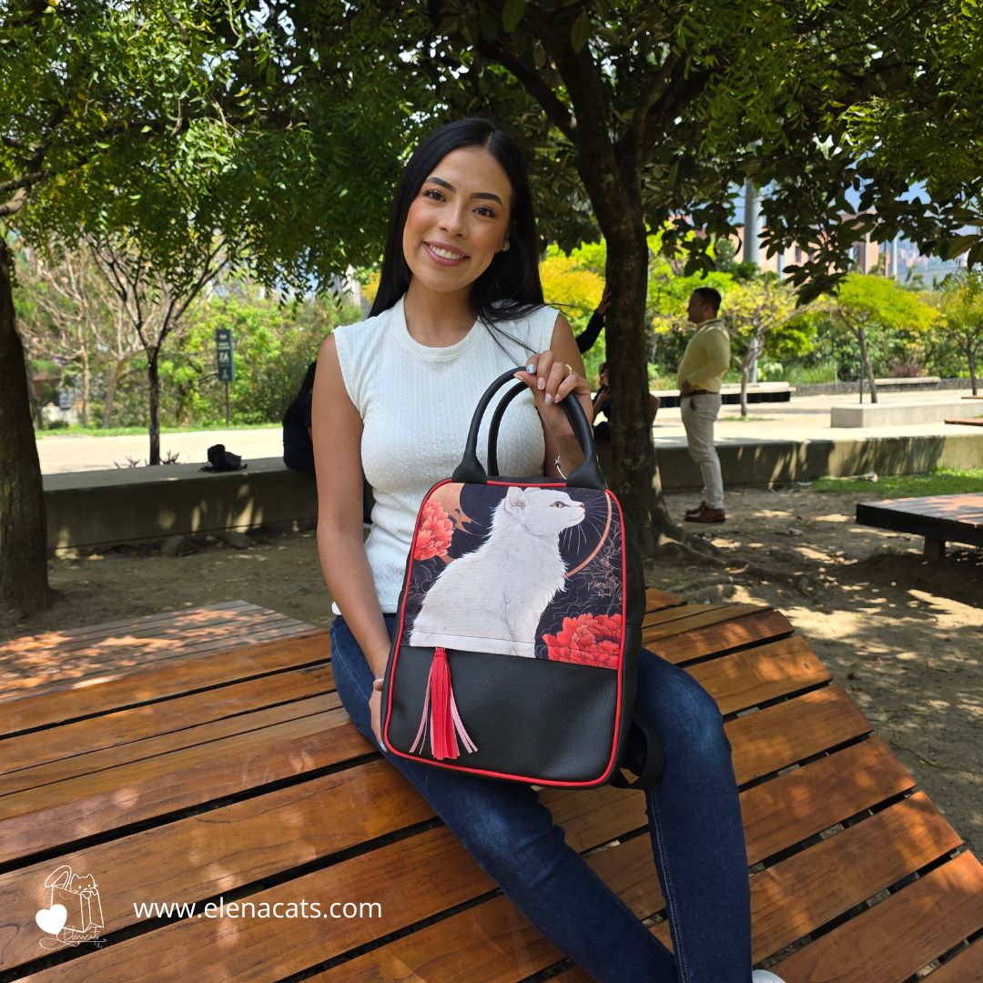 Bolso De Mano Gato Blanco - Imagen 2
