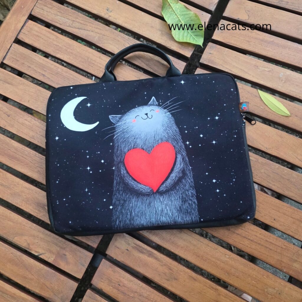 Bolso Para Portatil Gato Corazon