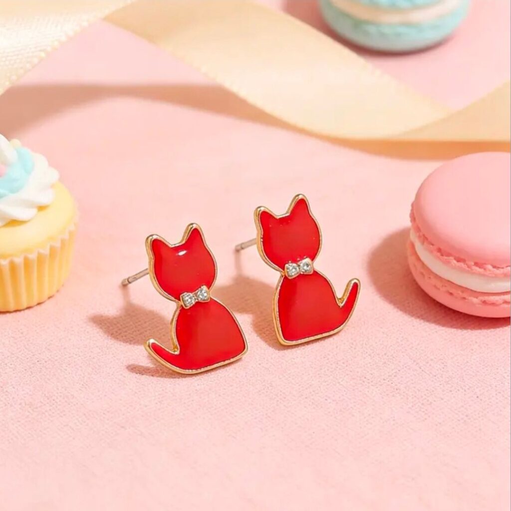 Aretes Gatos Rojo