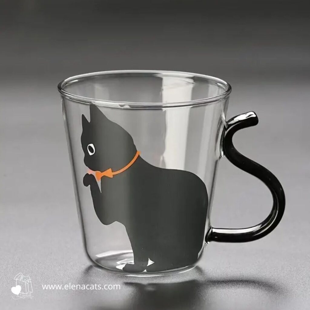 Vaso De Gato Negro En Vidrio
