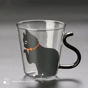 Vaso De Gato Negro En Vidrio