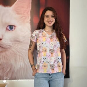 Camiseta gatos rosa