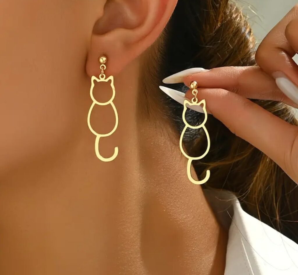 Aretes Figura De Gato Grande