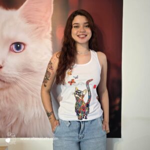 Camiseta para mujer gato mandala
