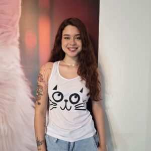 Camiseta para mujer gato bigotes