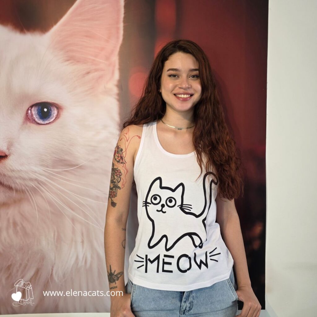 Camiseta para mujer gato meow