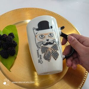 vaso Con Diseño De Gato sombrero negro