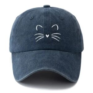 Gorra Con Diseño Gato Bigotes Azul