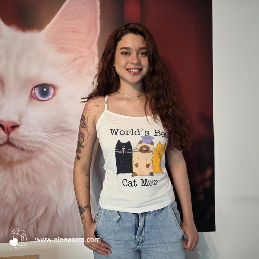 Camiseta para mujer gato familia
