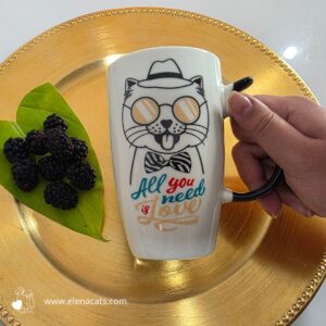 vaso Con Diseño De Gato corbatin y gafas