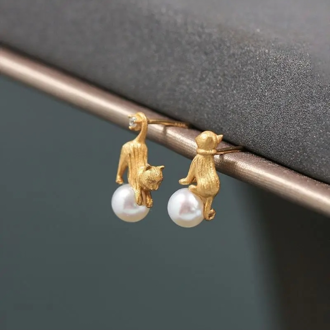 Aretes Gato perla