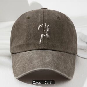 Gorra Con Diseño Gato perfil cafe