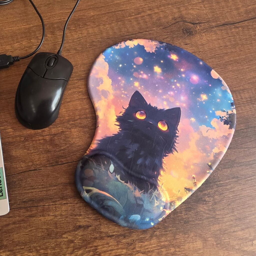 Mouse Pad Con Diseño Gato estrellas