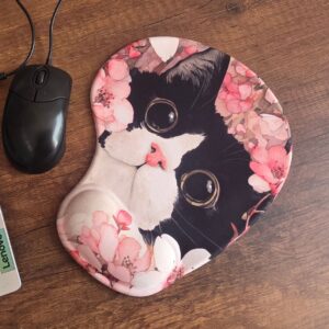 Mouse Pad  Con Diseño Gata flores