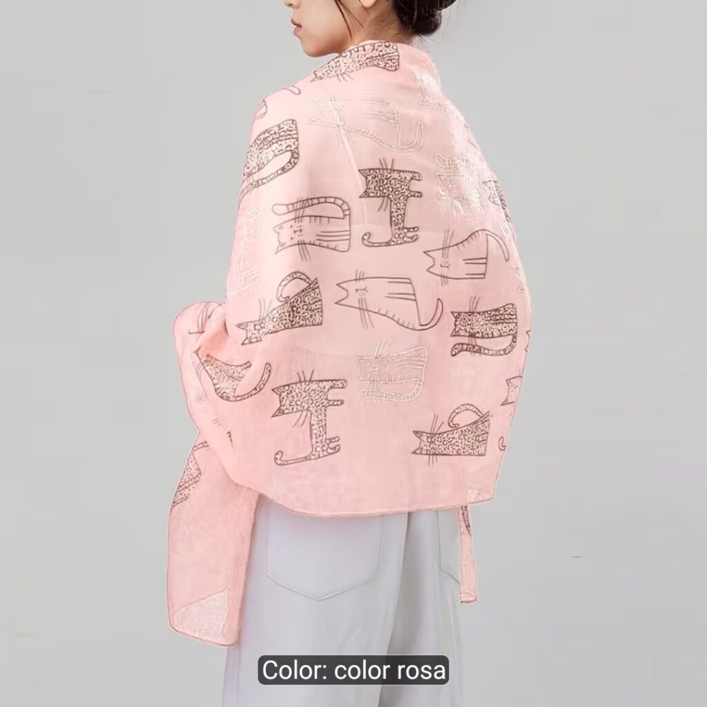 Pañoleta Para Mujer con Gatos rosa