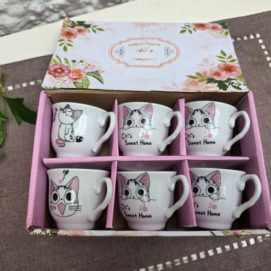 Kit Vasos Con Diseño De Gato