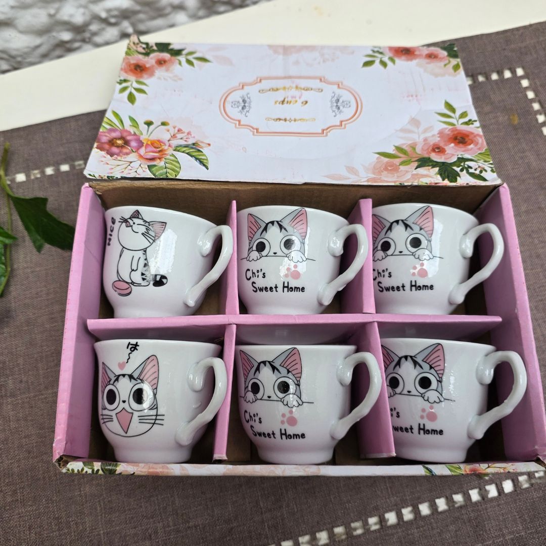Kit Vasos Con Diseño De Gato