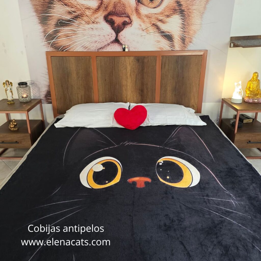 Cobija Con Diseño Gato Negro