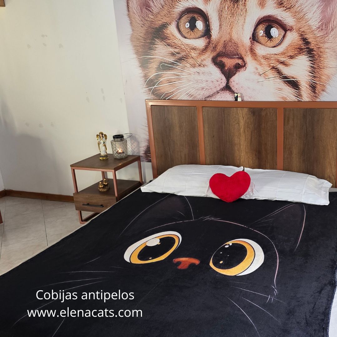 Cobija Con Diseño Gato Negro - Imagen 2